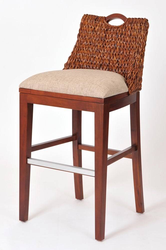 Belize Rattan and Wicker Barstool and Counterstool Model BLZ003 from Alexander and Sheriden with Cushions Made in USA