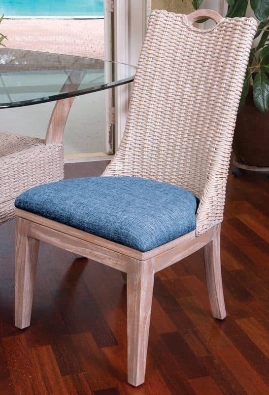 Belize Rattan and Wicker Dining Chair Model BLZ001 from Alexander and Sheriden with Cushions Made in USA