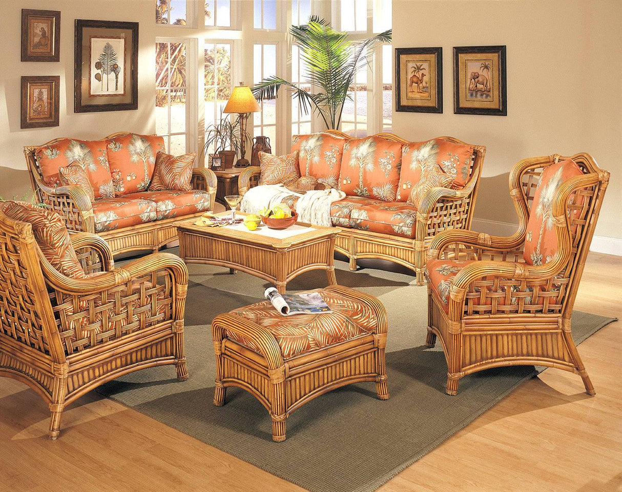 Belize Rattan Lounge-Arm Chair BZ-01 by Designer Wicker with Cushions Made in the USA
