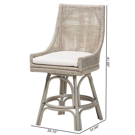 Moors Swivel Rattan Counter Stool with Cushion by Wicker Fair