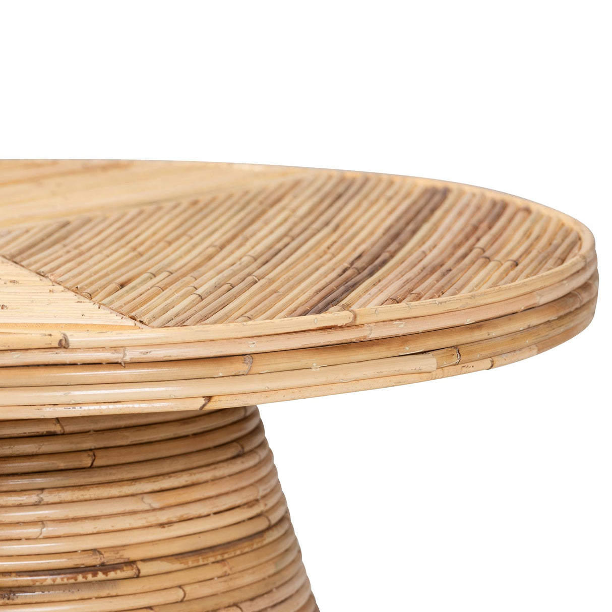 Aella Modern Bohemian Natural Rattan and Mahogany Wood Coffee Table by Wicker Fair