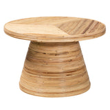Aella Modern Bohemian Natural Rattan and Mahogany Wood Coffee Table by Wicker Fair