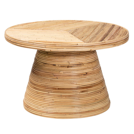 Aella Modern Bohemian Natural Rattan and Mahogany Wood Coffee Table by Wicker Fair