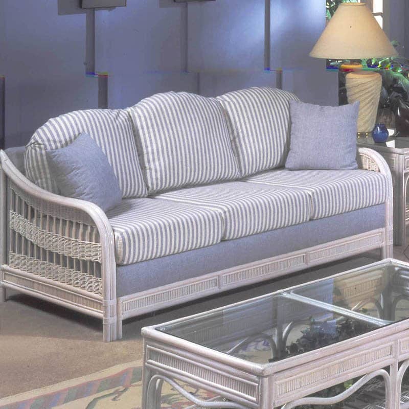 Bermuda Living Room Whitewash Stain Sofa Upholstered Back Model 1413 from South Sea Rattan