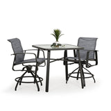 Big Falls Outdoor 3 Piece Sling Counter Set with Glass Top Model Big-Falls-Sling-3PC-Counter-Glass
