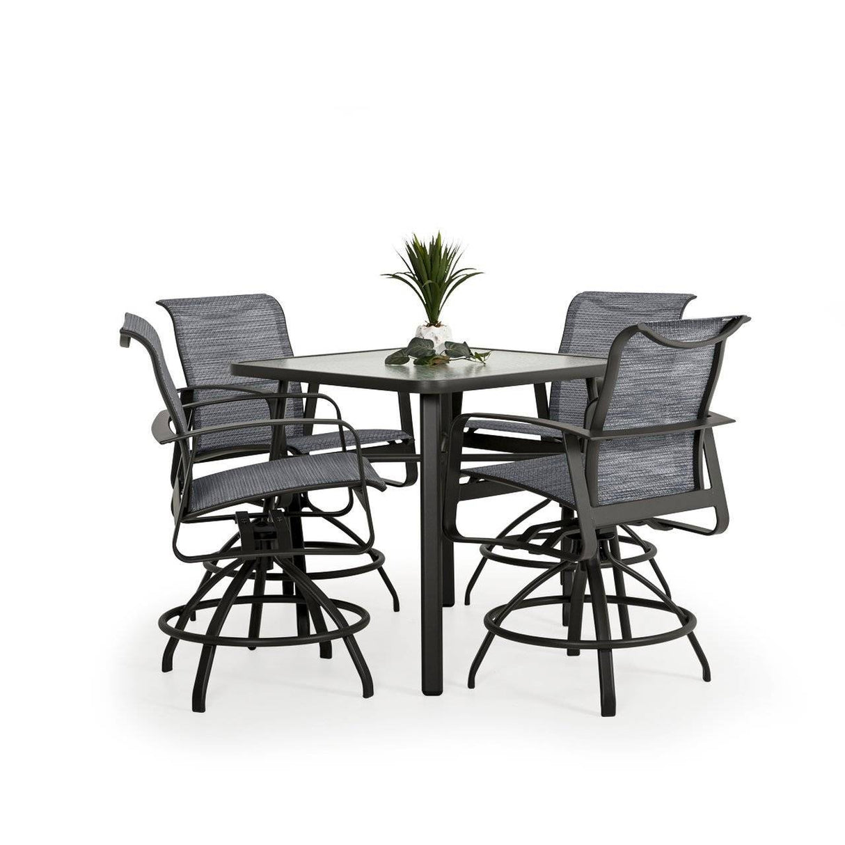 Big Falls Outdoor 5 Piece Sling Counter Set with Glass Top Model Big-Falls-Sling-5PC-Counter-Glass