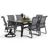 Big Falls Outdoor 7 Piece Sling Dining Set with Glass Top Model Big-Falls-Sling-7PC-Dining-Glass