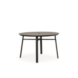 Big Falls Outdoor Round Aluminum Slat Top Dining Table in Charcoal Model 031850SLUCHA