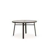 Big Falls Outdoor Round Glass Top Dining Table in Charcoal Model 031850GLUCHA