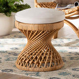 Lorneo Bohemian Light Honey Rattan Footstool by Wicker Fair