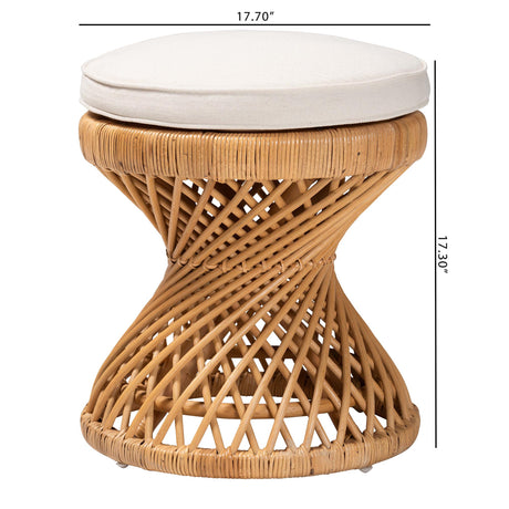 Lorneo Bohemian Light Honey Rattan Footstool by Wicker Fair