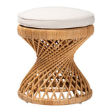 Lorneo Bohemian Light Honey Rattan Footstool by Wicker Fair