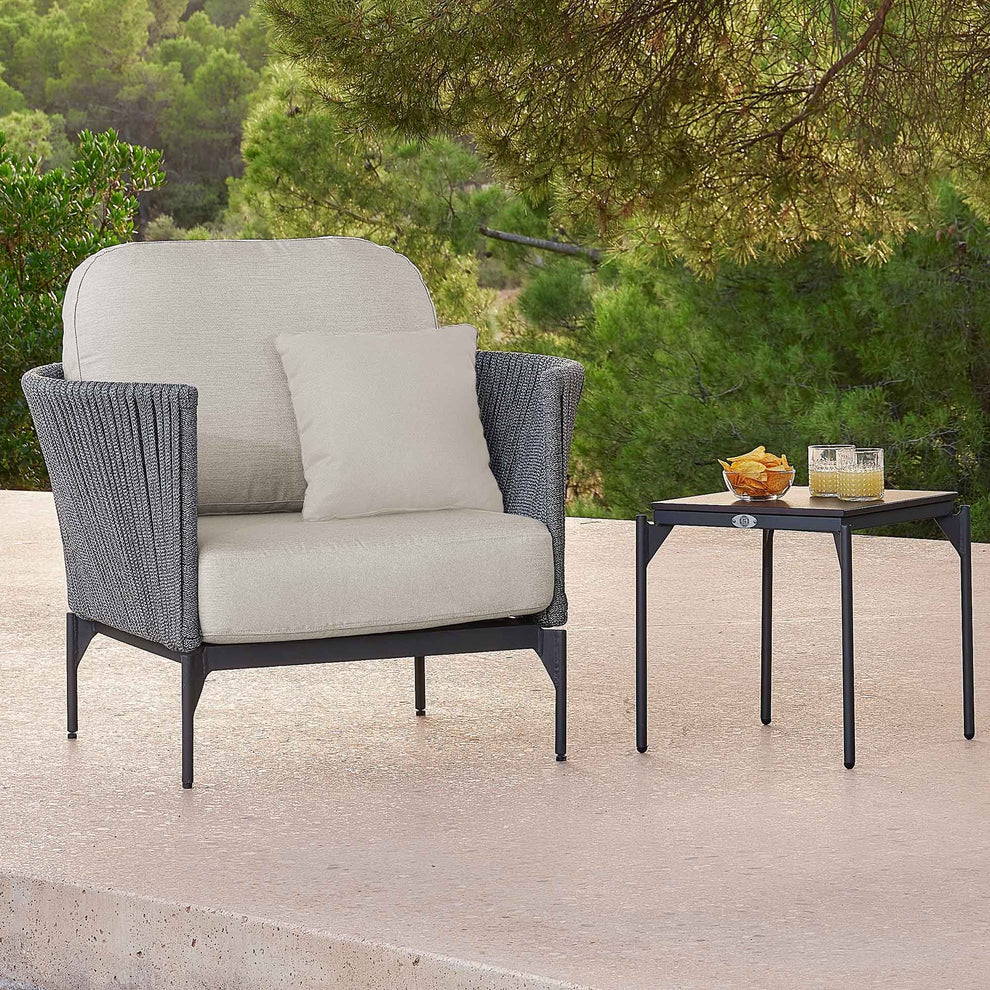 Boston Outdoor Armchair with Sunbrella Cushion Model 24151-LGFRD-CUSH by Skyline Design
