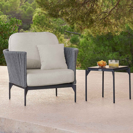 Boston Outdoor Armchair with Sunbrella Cushion Model 24151-LGFRD-CUSH by Skyline Design
