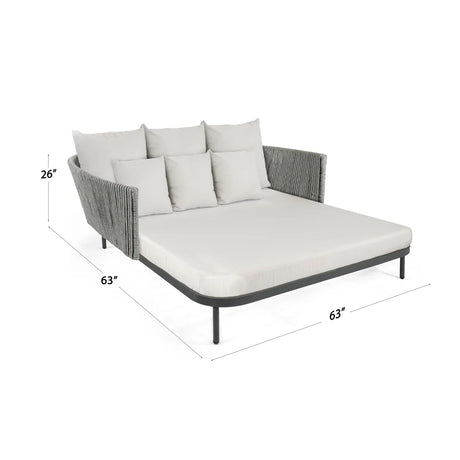Boston Outdoor Daybed with Sunbrella Cushion Model 24166-LGFRD-CUSH by Skyline Design