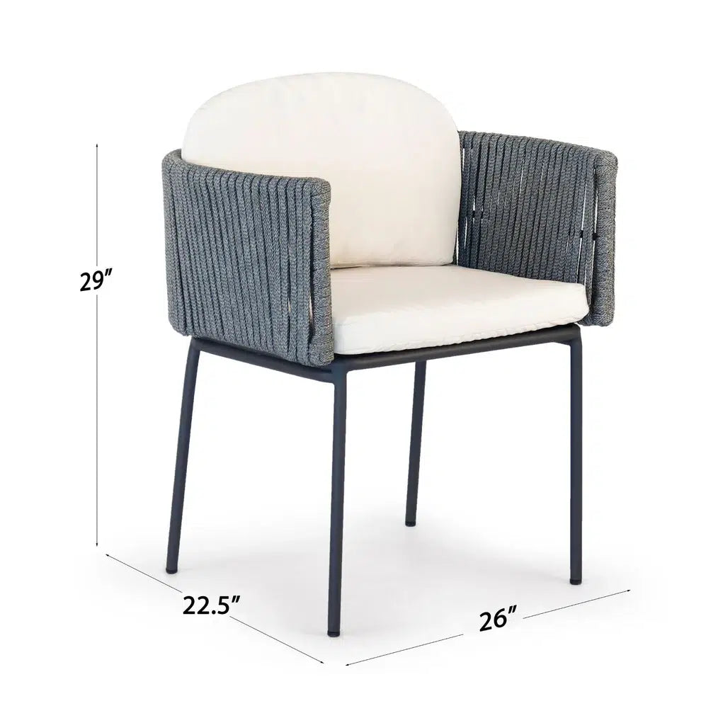 Boston Outdoor Dining Armchair with Sunbrella Cushion Model 24157-LGFRD-CUSH by Skyline Design