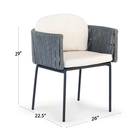 Boston Outdoor Dining Armchair with Sunbrella Cushion Model 24157-LGFRD-CUSH by Skyline Design