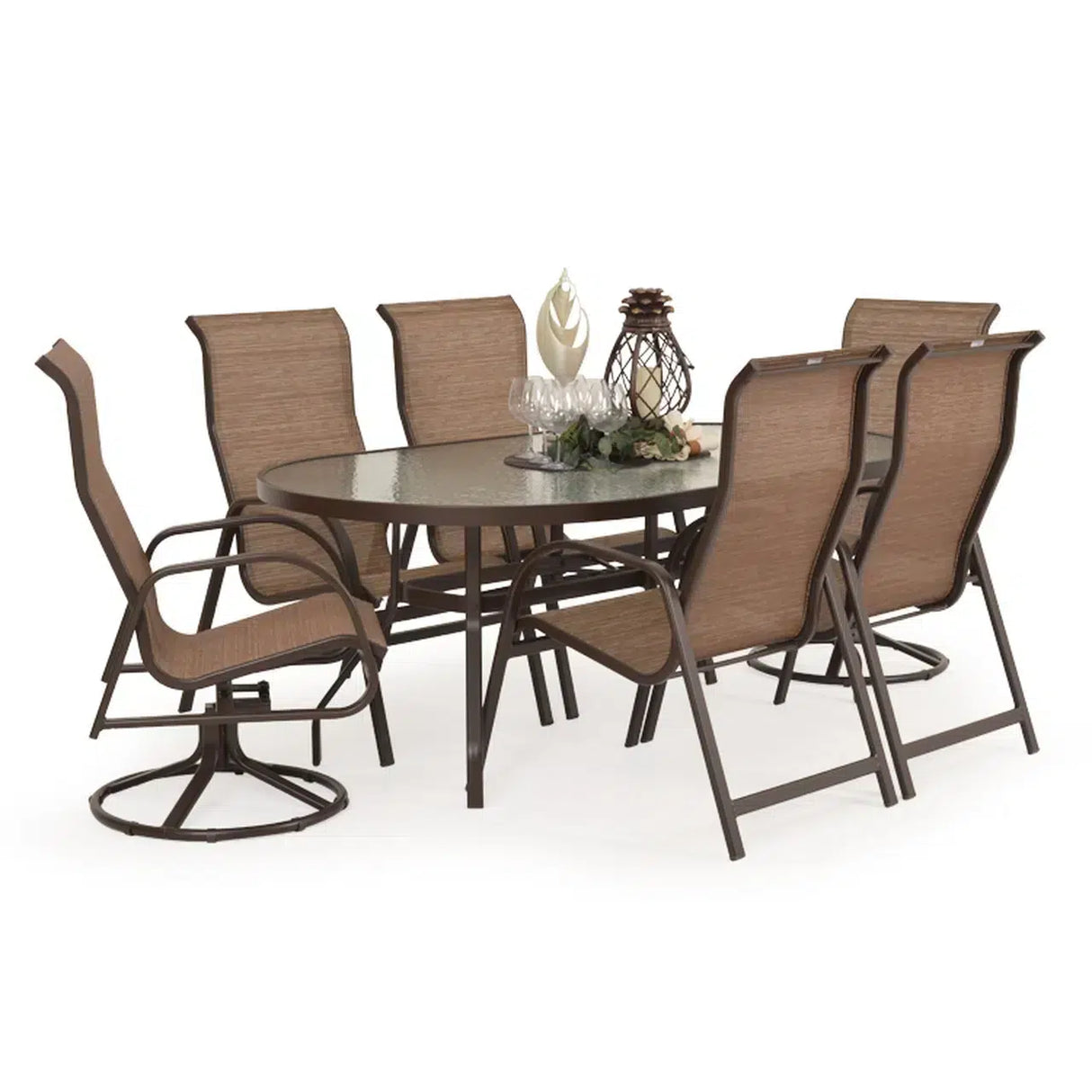 Boston Harbor Outdoor Mixed 7 Piece Sling Dining Set Model Boston-Harbor-7PC-Mixed