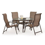 Boston Harbor Outdoor Stationary 5 Piece Sling Dining Set Model Boston-Harbor-5PC-Dining
