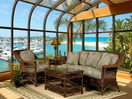 Boston Harbor Rattan Brownwash Sofa Model BHB3S-WF by Wicker Fair