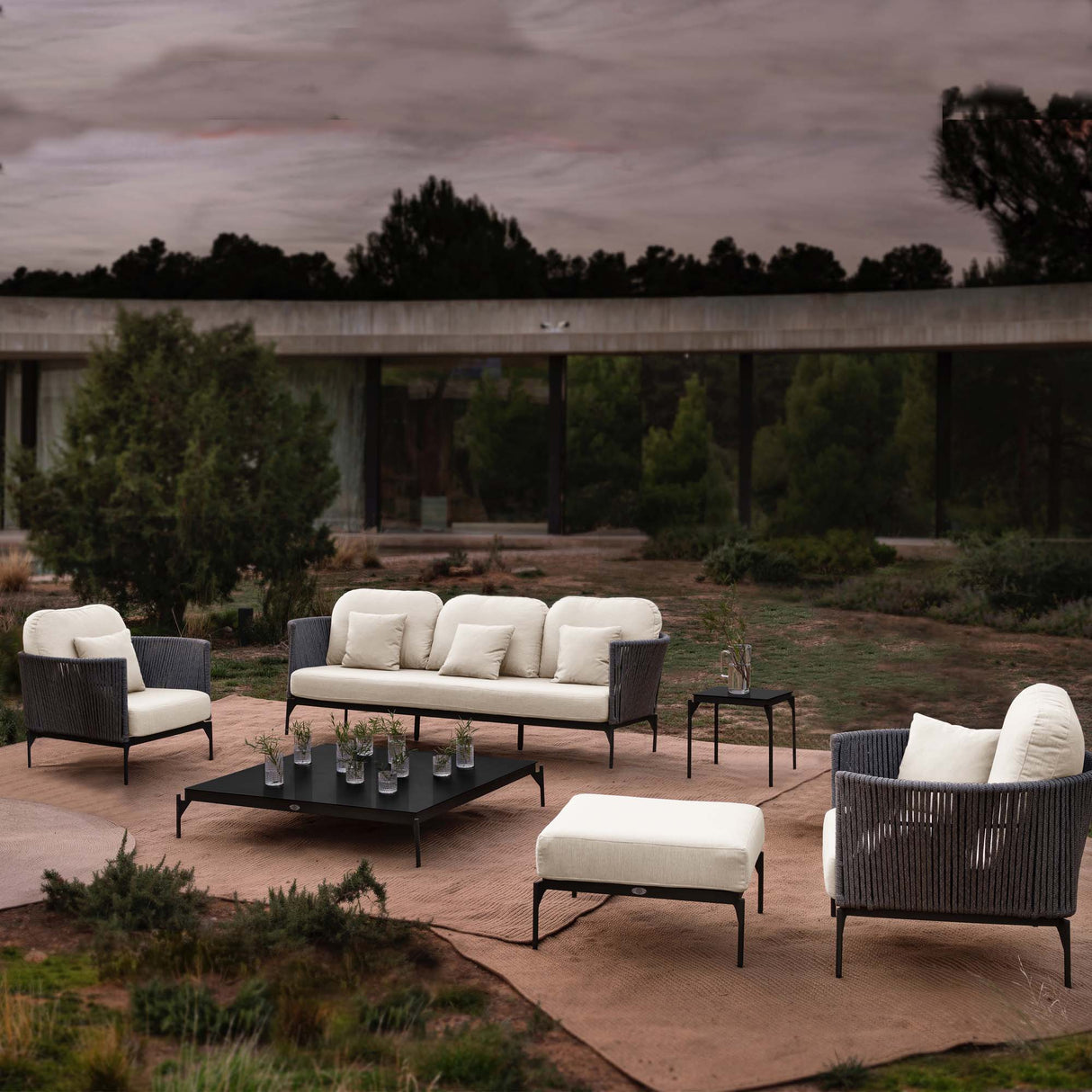 Boston Outdoor 6-Piece Seating Set with Sunbrella Cushions Model 24151-LGFRD-6PC by Skyline Design