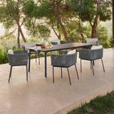 Boston Outdoor 7-Piece Rectangular Dining Set with Sunbrella Cushions Model 24160-CMA-BO-7PC by Skyline Design
