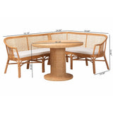 Sara 3-Piece Natural Rattan Dining Nook Set by Wicker Fair