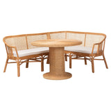 Sara 3-Piece Natural Rattan Dining Nook Set by Wicker Fair