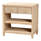 Ranica Japandi Sun Bleached Rattan 2-Drawer Console Table by Wicker Fair