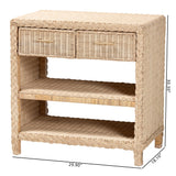 Ranica Japandi Sun Bleached Rattan 2-Drawer Console Table by Wicker Fair