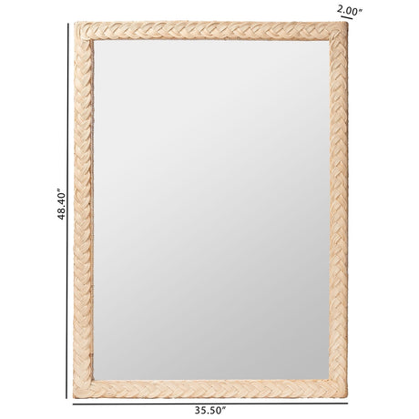 Ranica Japandi Sun Bleached Rattan Wall Mirror by Wicker Fair