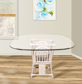 Bridgeport Rattan 6 Pc Swivel-Tilt Caster Dining Set in Washed Linen Finish
