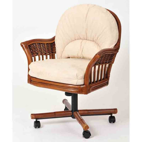 Maine Rattan 6 Pc Swivel-Tilt Caster Dining Set in Sienna Finish