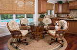Bridgeport Rattan 6 Pc Swivel-Tilt Caster Dining Set in Sienna Finish
