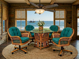 Bridgeport Rattan 6 Pc Swivel-Tilt Caster Dining Set in Antique Honey Finish