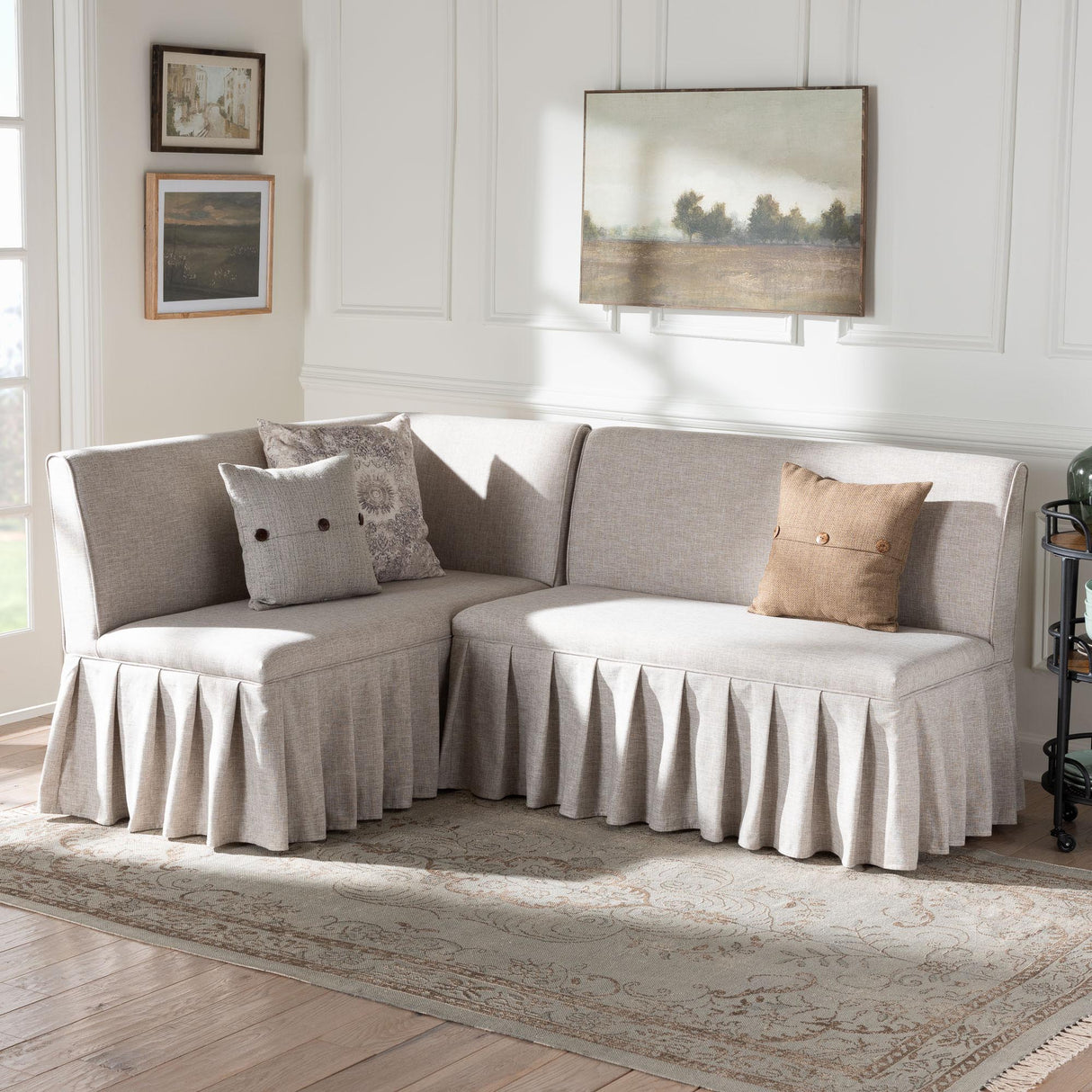 Bryna 2-Piece Fabric Upholstered Dining Nook Bench Set by Wicker Fair