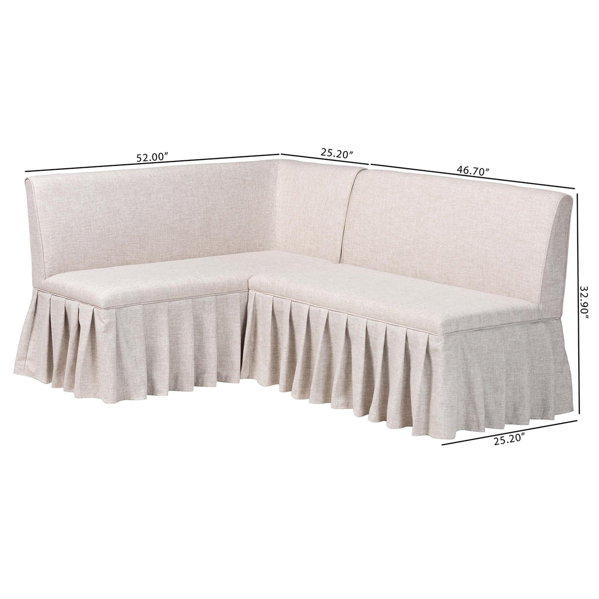Bryna 2-Piece Fabric Upholstered Dining Nook Bench Set by Wicker Fair