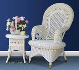 Country White Arm Chair and Loop-Ball Table 19 Set Model CAC-LBRT-SET from Spice Islands Wicker
