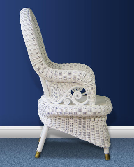 Country White Arm Chair with Cushion Model CACAC from Spice Island Wicker