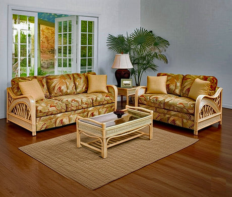 Captiva Rattan and Wicker Loveseat in Natural by Stanley Chair Model 602-NAT