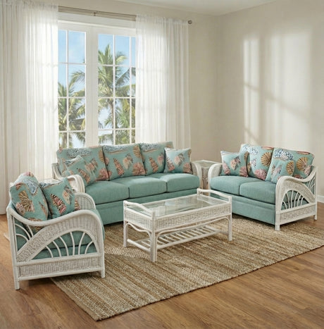 Captiva Rattan and Wicker Arm Chair in Whitewash by Stanley Chair Model 502-WHT
