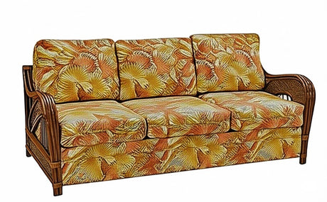 Captiva Rattan and Wicker Queen Sleeper Sofa in Antique Finish by Stanley Chair Model 902-IS-ANT