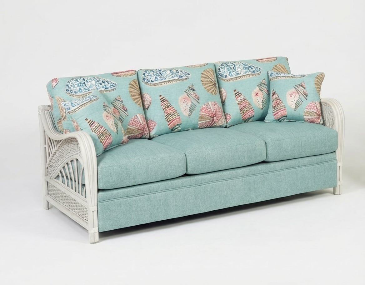 Captiva Rattan and Wicker Sofa in Whitewash by Stanley Chair Model 202-WHT