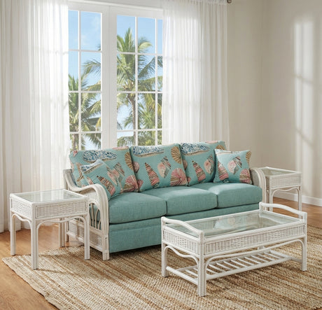 Captiva Rattan and Wicker Queen Sleeper Sofa in Whitewash by Stanley Chair Model 902-IS-WHT