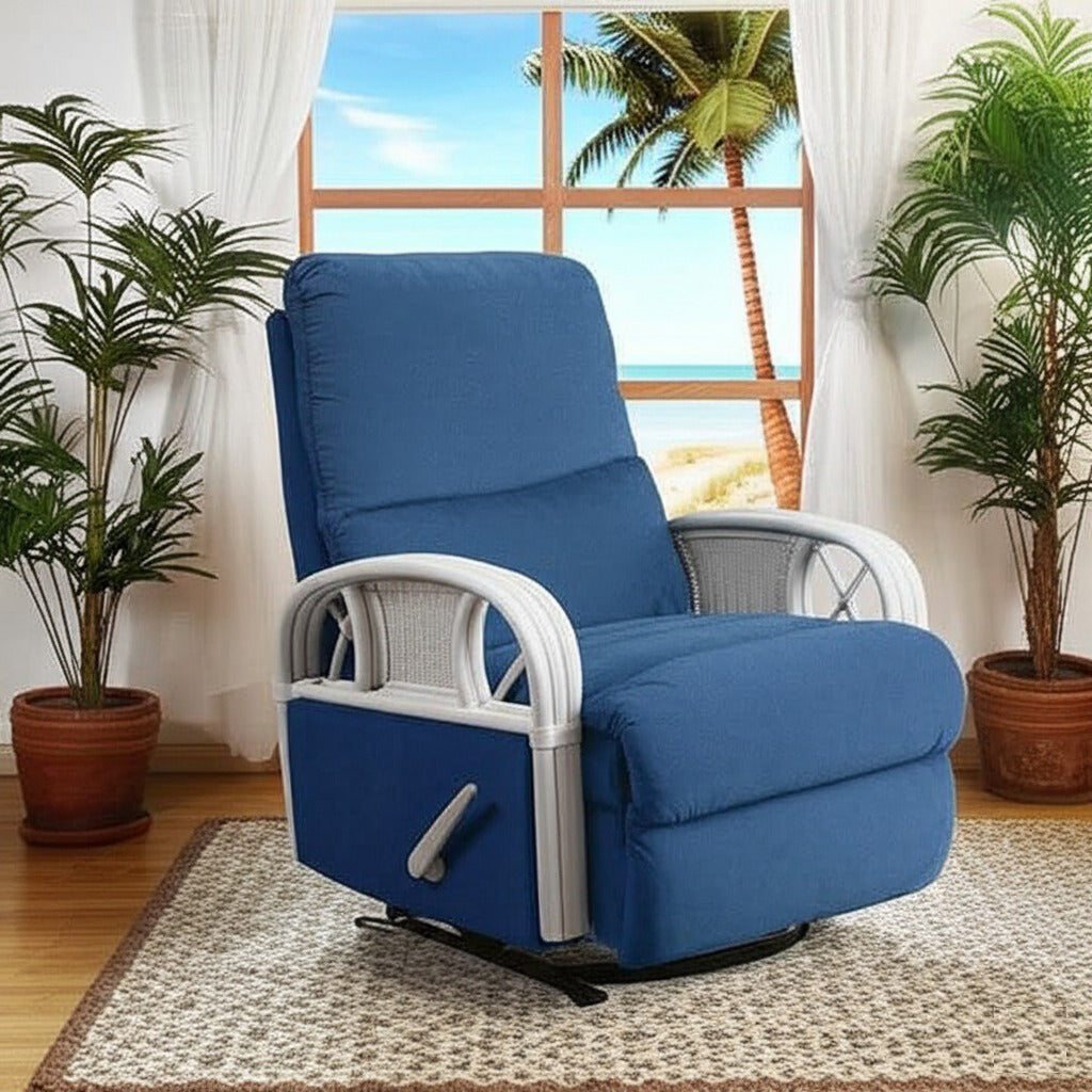 Captiva Rattan and Wicker Recliner with Custom Finish and Fabric by Stanley Chair Model 122