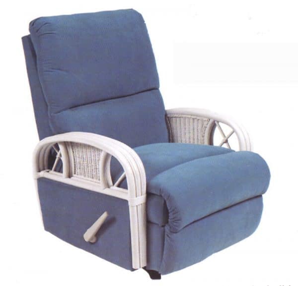 Captiva Rattan and Wicker Recliner with Custom Finish and Fabric by Stanley Chair Model 122