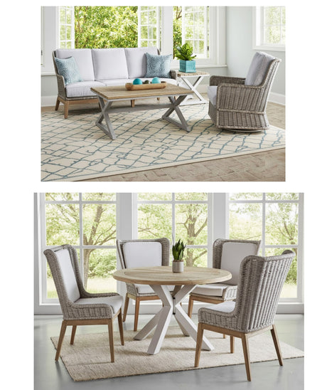 Carson Outdoor Wicker 9 Pc Seating and Dining Sets by Beachcraft 9820