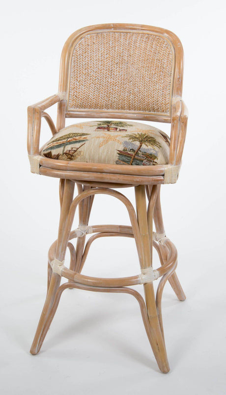 Cayman Rattan Barstool or Counterstool with Arms by Alexander and Sheriden