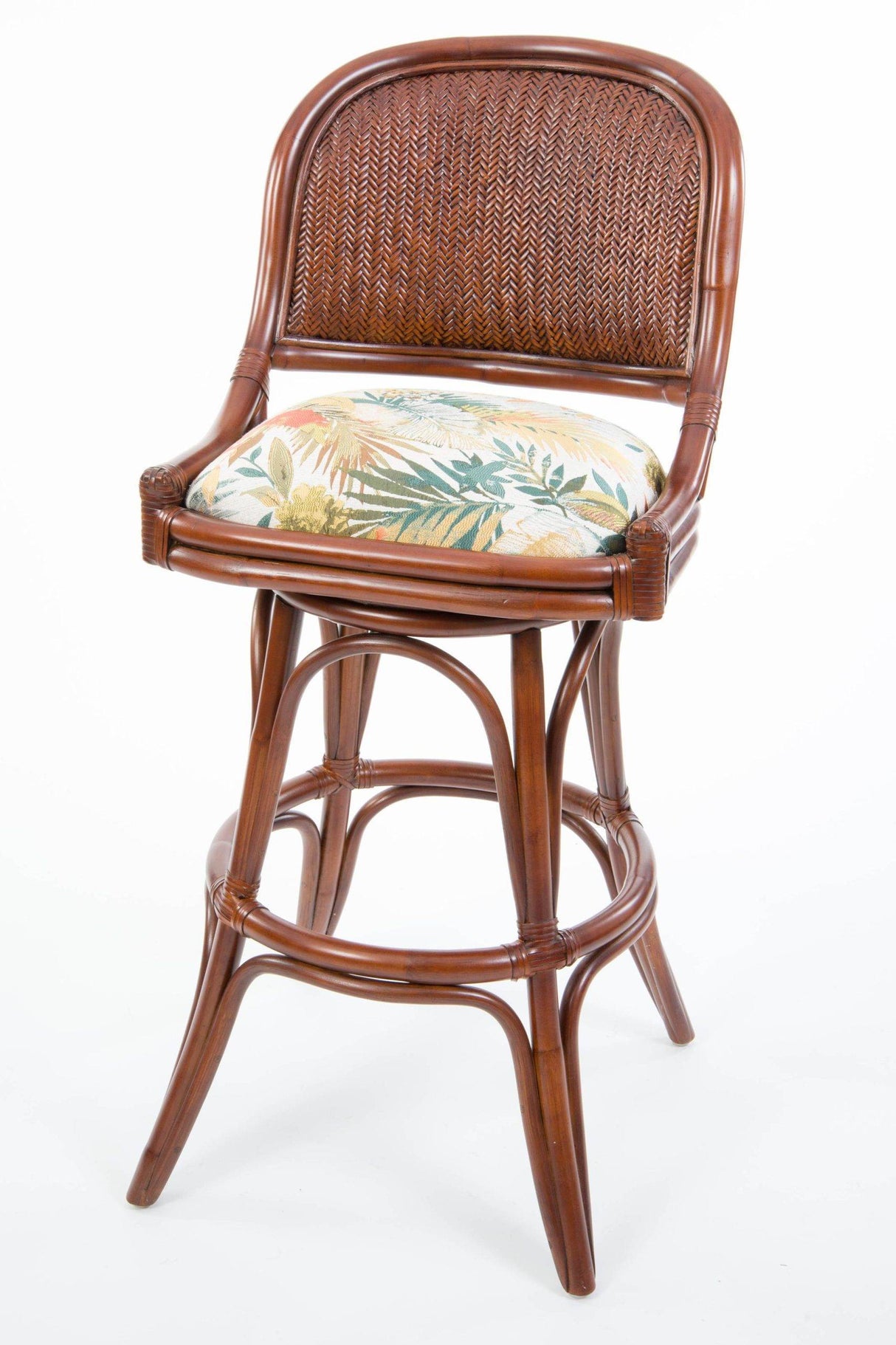 Cayman Rattan Armless Barstool and Counterstool by Alexander and Sheriden with Cushions Made in USA