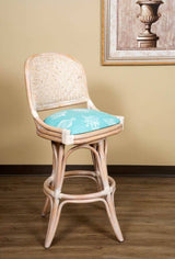Cayman Rattan Armless Barstool and Counterstool by Alexander and Sheriden with Cushions Made in USA